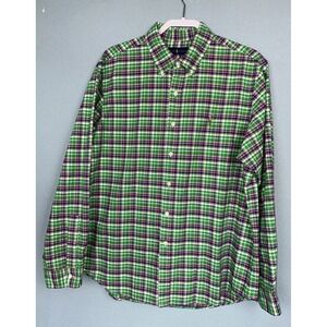 Polo Ralph Lauren Men L/S Shirt XL‎ Green Pink Blue Plaid Button Cotton Colorful